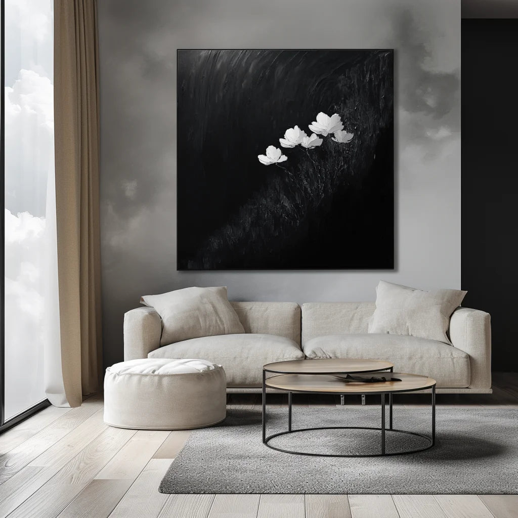 Multicolor Bloom In Darkness Canvas-Minimalist Thick Painting Abstract Wall Art - Artwallpainting