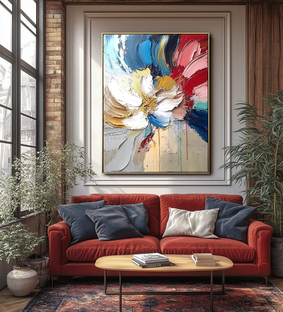 Multicolor Bloom In Motion - Textured Abstract Floral - Artwallpainting