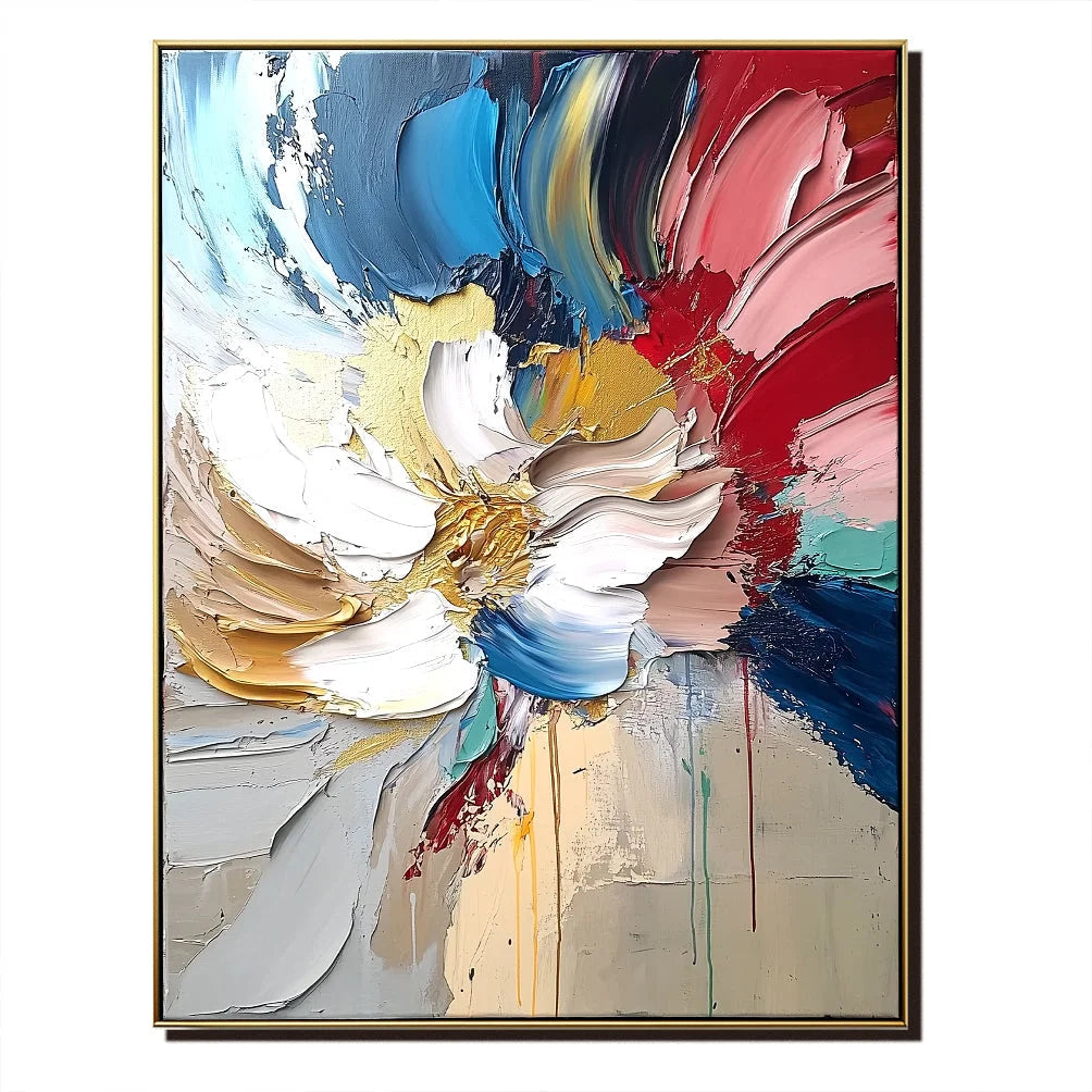 Multicolor Bloom In Motion - Textured Abstract Floral - Artwallpainting