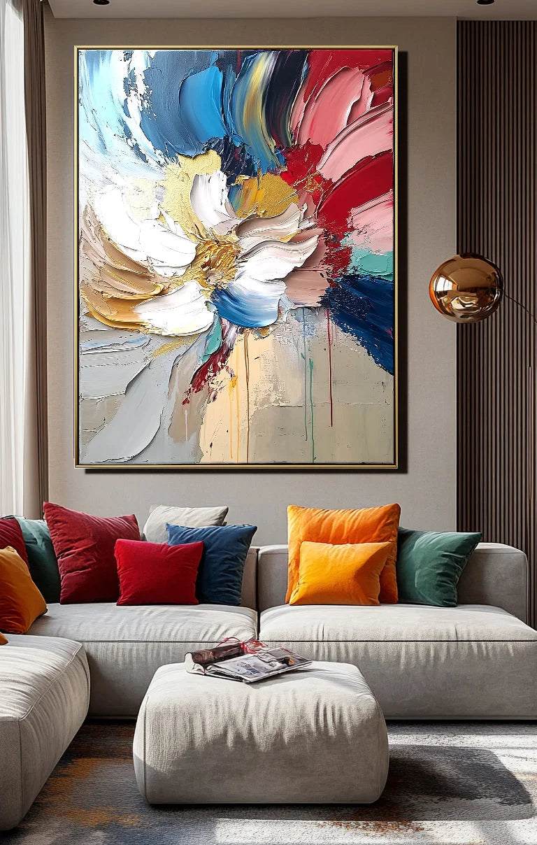 Multicolor Bloom In Motion - Textured Abstract Floral - Artwallpainting