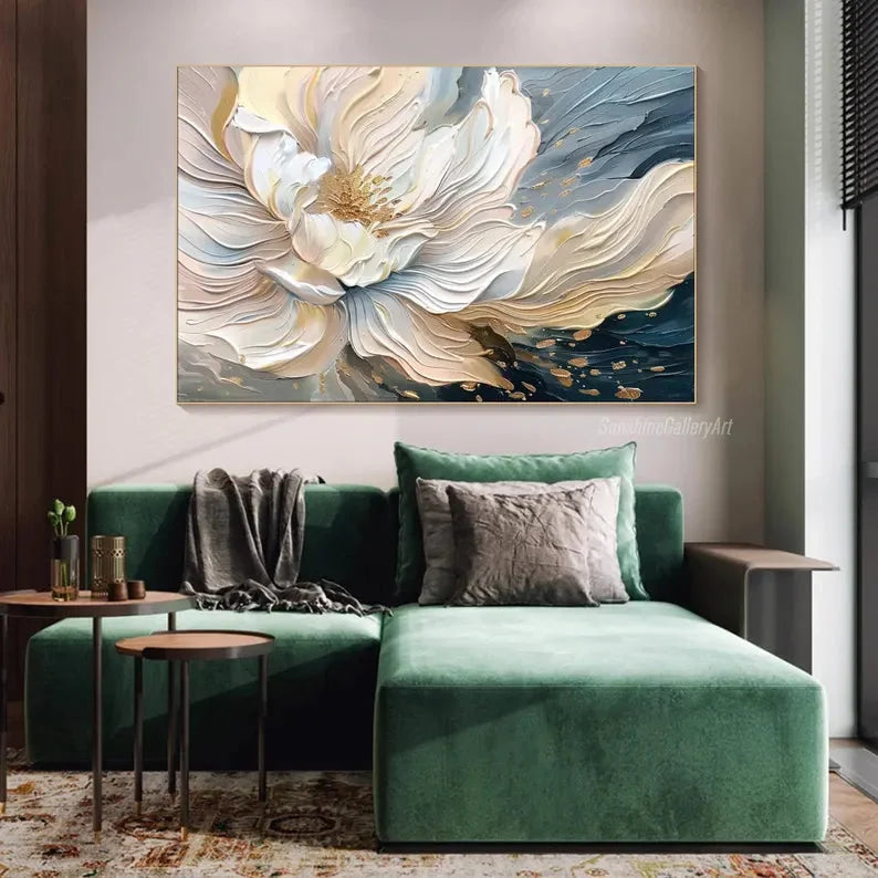 Multicolor Blooming Elegance-Modern Textured 3D Floral Oil Painting Wall Art - Artwallpainting