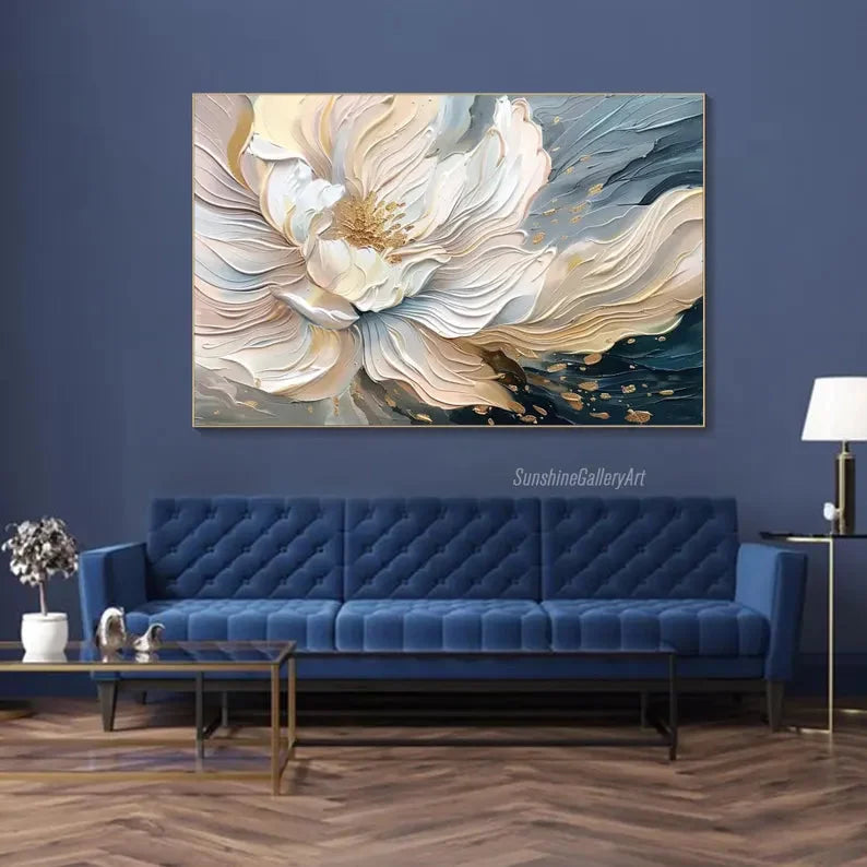 Multicolor Blooming Elegance-Modern Textured 3D Floral Oil Painting Wall Art - Artwallpainting