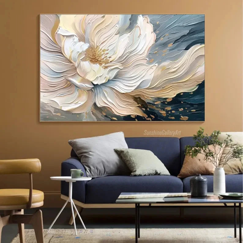 Multicolor Blooming Elegance-Modern Textured 3D Floral Oil Painting Wall Art - Artwallpainting