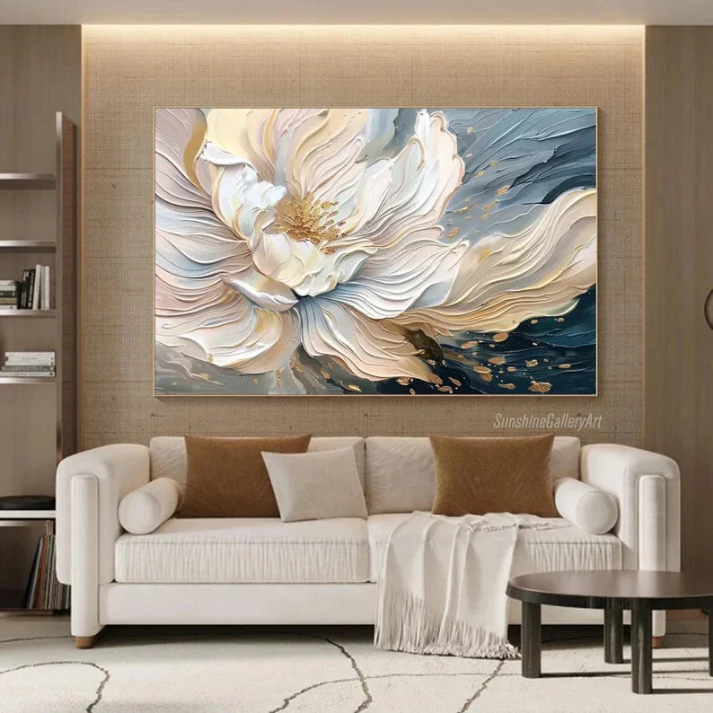 Multicolor Blooming Elegance-Modern Textured 3D Floral Oil Painting Wall Art - Artwallpainting