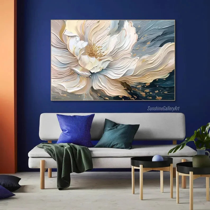 Multicolor Blooming Elegance-Modern Textured 3D Floral Oil Painting Wall Art - Artwallpainting