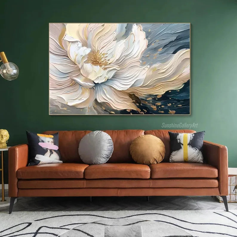 Multicolor Blooming Elegance-Modern Textured 3D Floral Oil Painting Wall Art - Artwallpainting