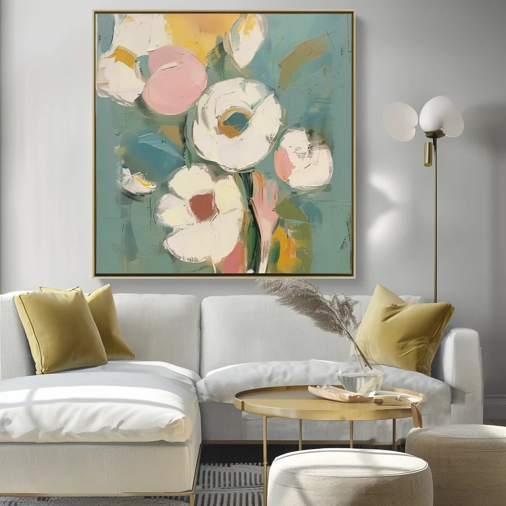 Multicolor Blooming Grace Abstract Flowers-Abstract Soft Color Bouquet Texture Wall Art - Artwallpainting