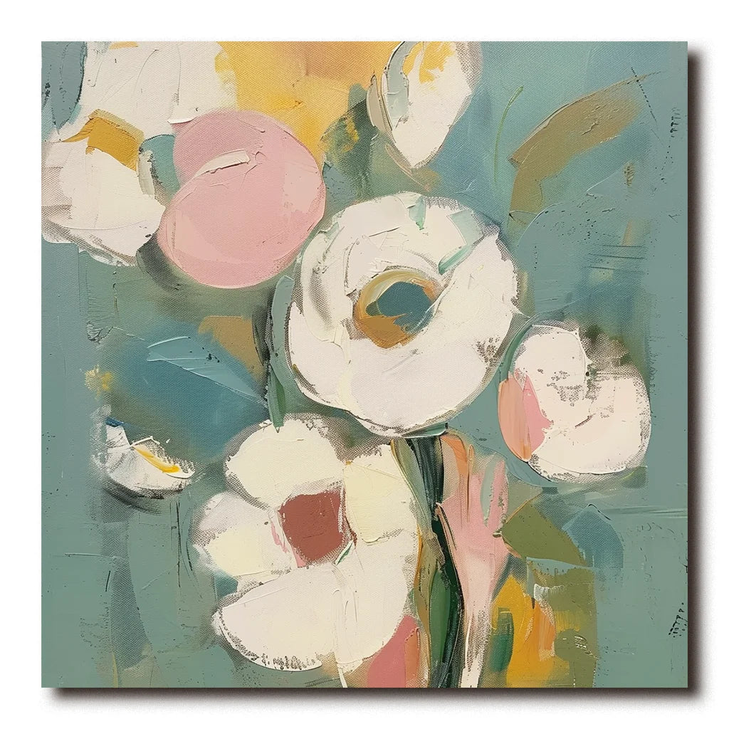 Multicolor Blooming Grace Abstract Flowers-Abstract Soft Color Bouquet Texture Wall Art - Artwallpainting