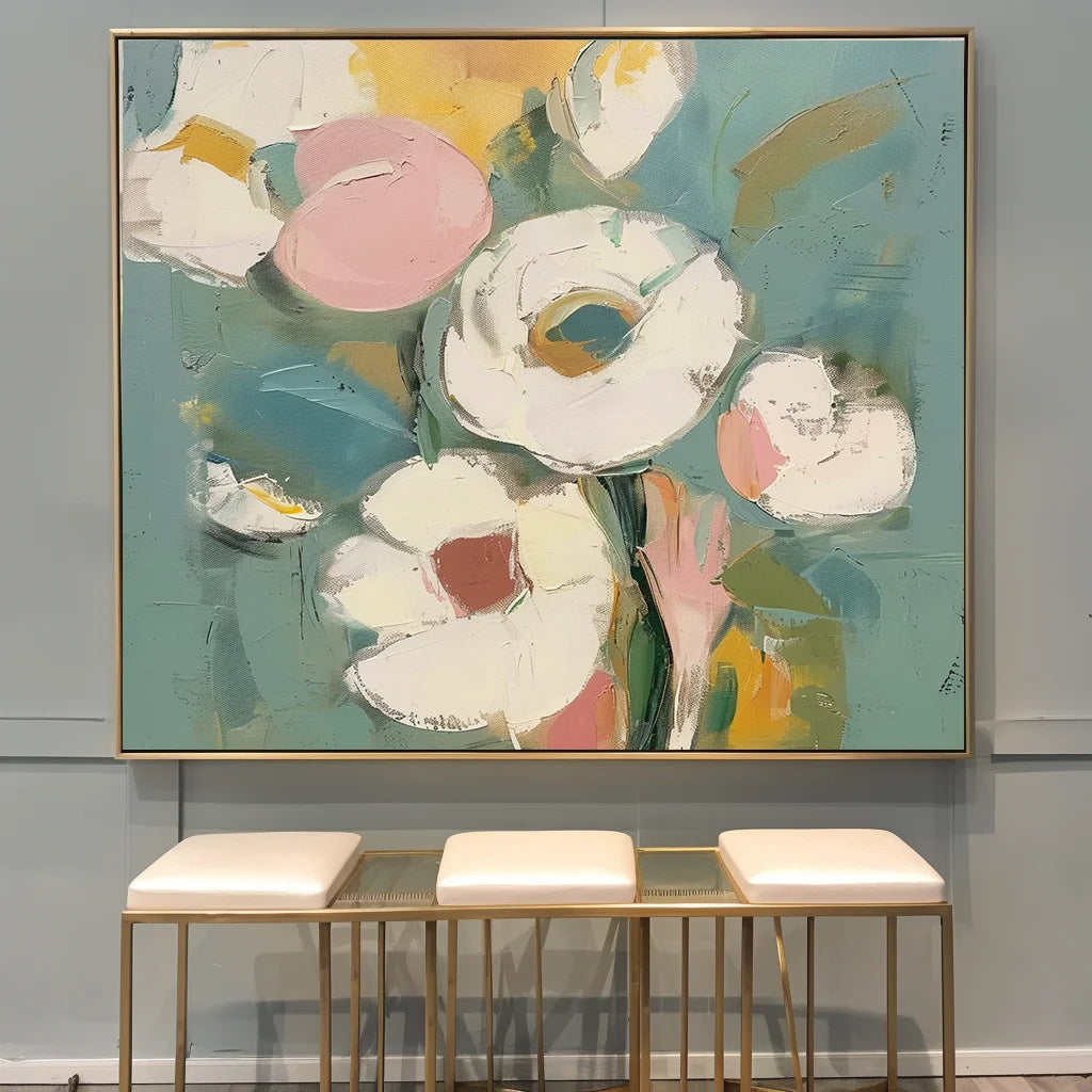 Multicolor Blooming Grace Abstract Flowers-Abstract Soft Color Bouquet Texture Wall Art - Artwallpainting