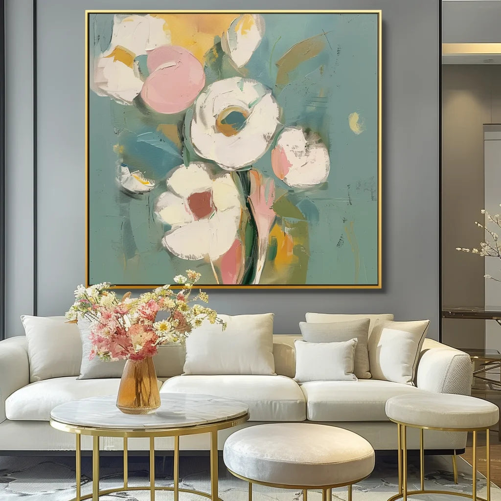 Multicolor Blooming Grace Abstract Flowers-Abstract Soft Color Bouquet Texture Wall Art - Artwallpainting