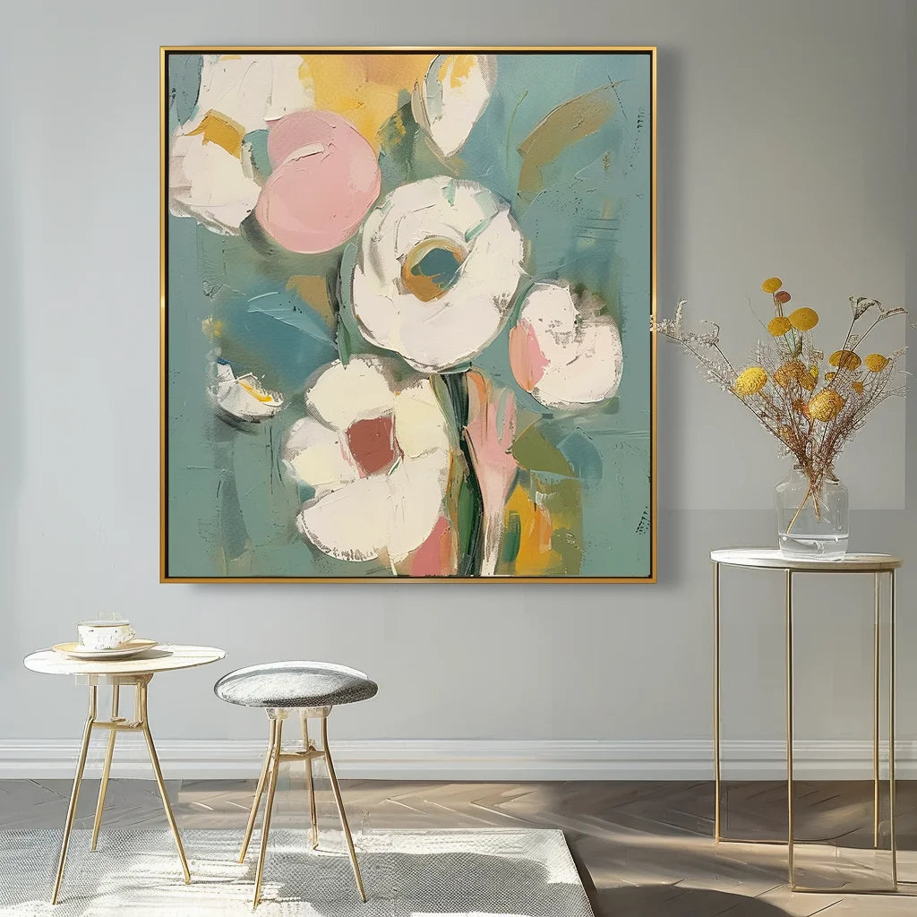 Multicolor Blooming Grace Abstract Flowers-Abstract Soft Color Bouquet Texture Wall Art - Artwallpainting