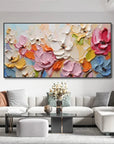 Multicolor Blooming Symphony - Hand-Painted Textured Floral Oil Painting - Artwallpainting