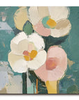 Multicolor Blooms In Hues-Abstract Texture Wall Art Featuring Hand-Painted Pink And Flowers - Artwallpainting