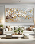 Multicolor Blossom-Modern Romantic Gold Foil Flower Texture Wall Art - Artwallpainting