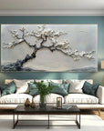 Multicolor Blossoms In Serenity-Modern Interior Design Texture Sculpture Plum Bone Wall Art - Artwallpainting