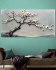 Multicolor Blossoms In Serenity-Modern Interior Design Texture Sculpture Plum Bone Wall Art - Artwallpainting