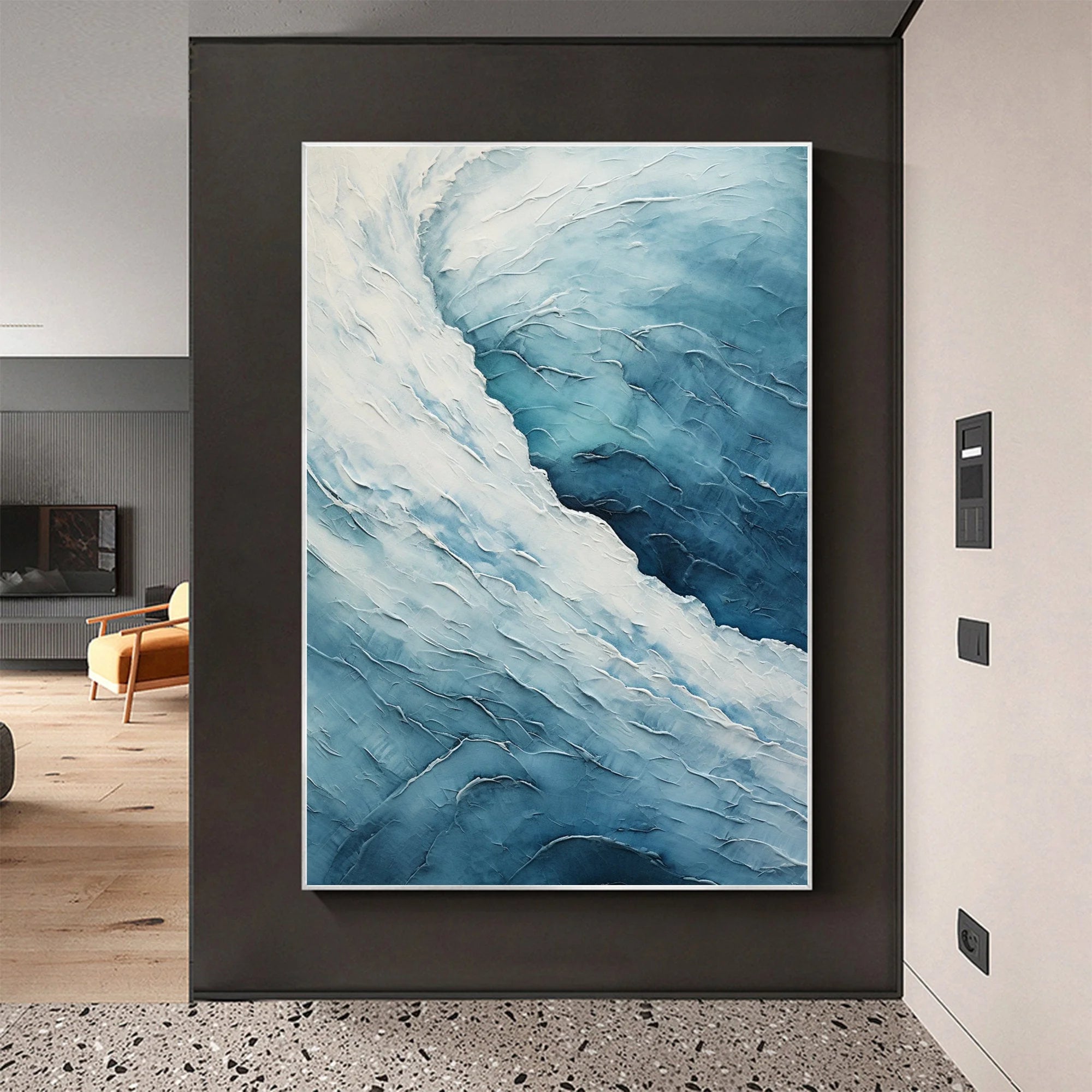 Multicolor Blue Abyss - Abstract Oceanic Textured Wall Art - Artwallpainting