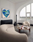 Multicolor Blue Heart Abstract Oil Painting Inspirational Text Art For Walls - Artwallpainting