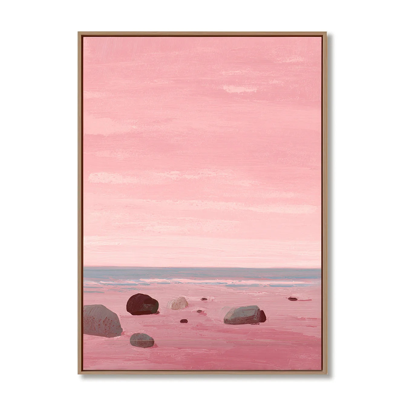 Multicolor Blush Shoreline Abstract Pink Seascape Canvas Painting - Artwallpainting