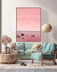 Multicolor Blush Shoreline Abstract Pink Seascape Canvas Painting - Artwallpainting