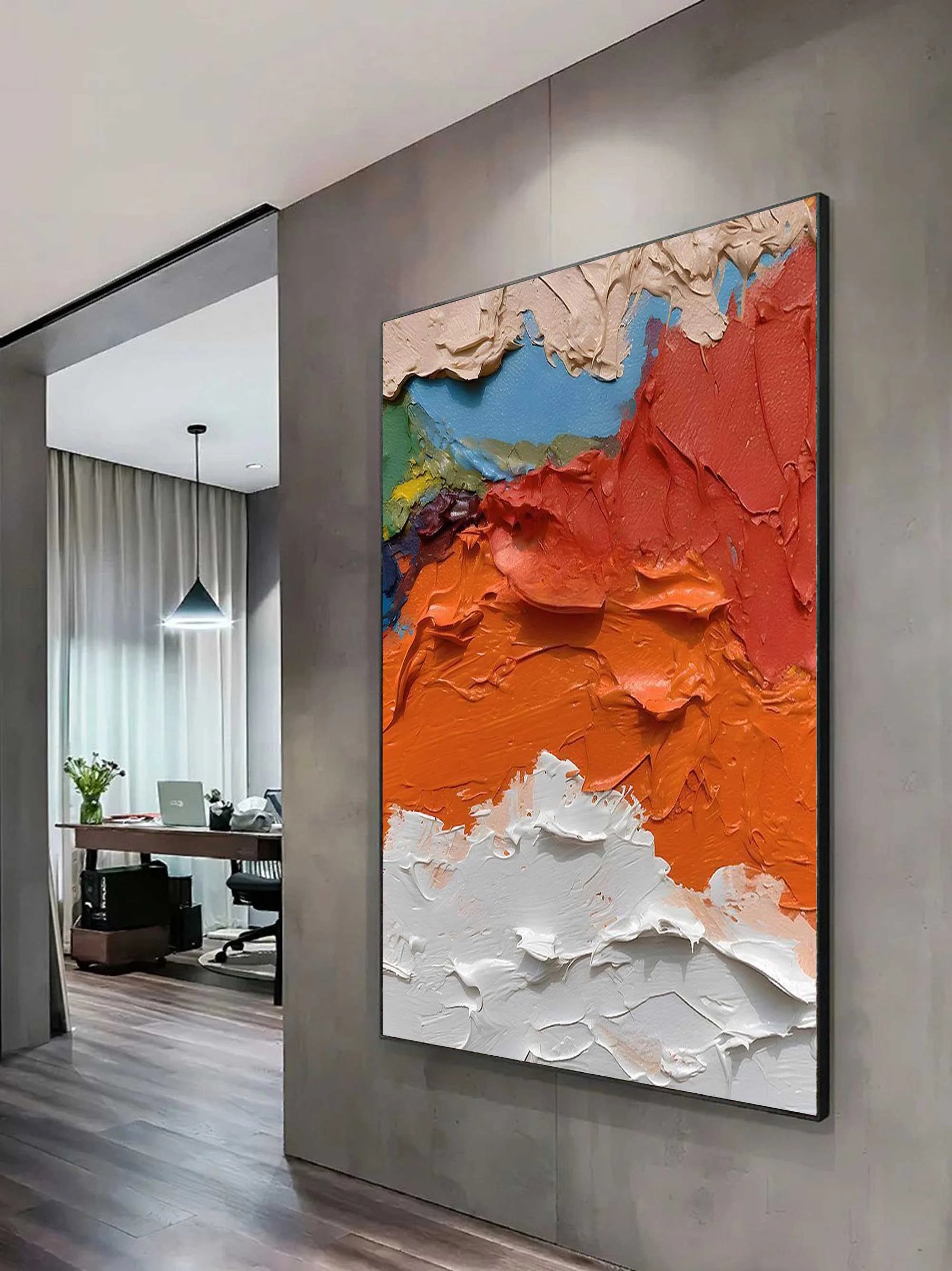 Multicolor Bold Textured Abstract Painting - Vibrant Earthy And Bright Palette Strokes - Artwallpainting