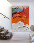 Multicolor Bold Textured Abstract Painting - Vibrant Earthy And Bright Palette Strokes - Artwallpainting
