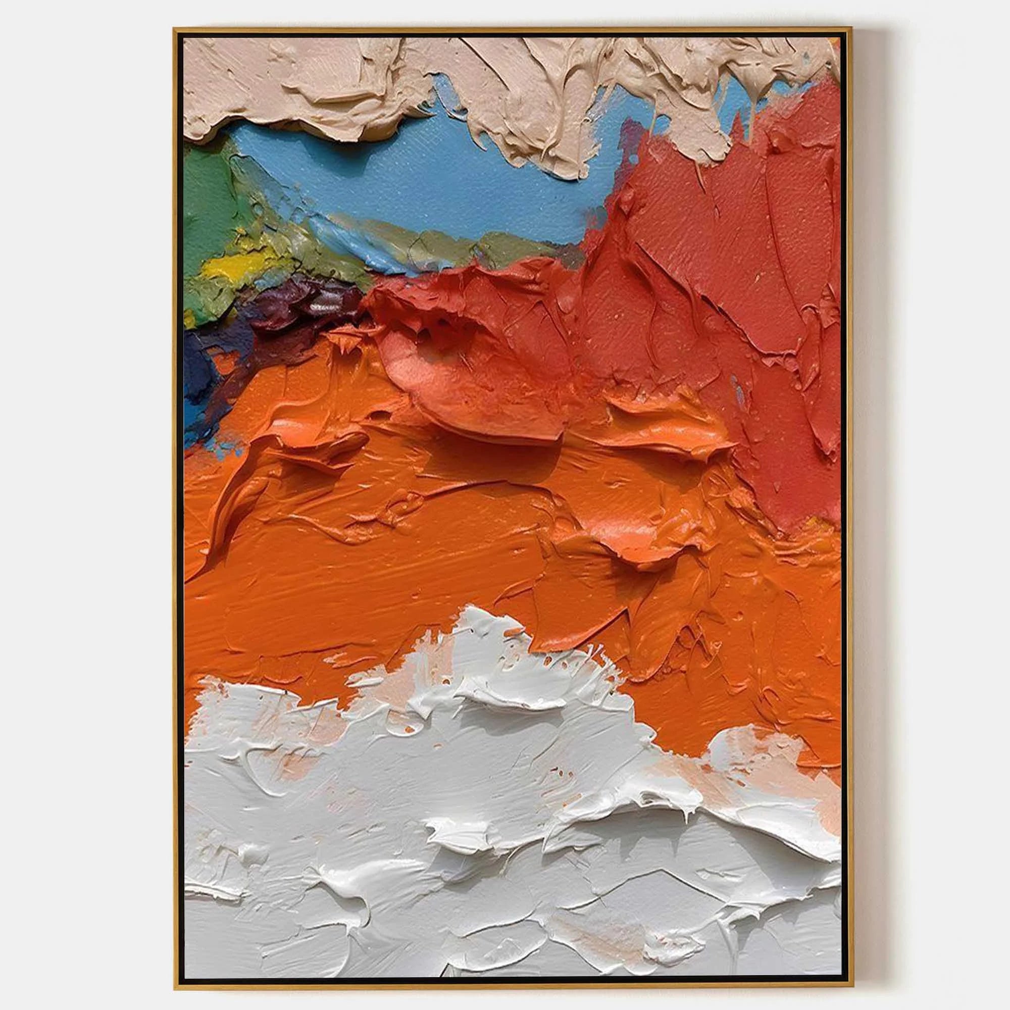 Multicolor Bold Textured Abstract Painting - Vibrant Earthy And Bright Palette Strokes - Artwallpainting