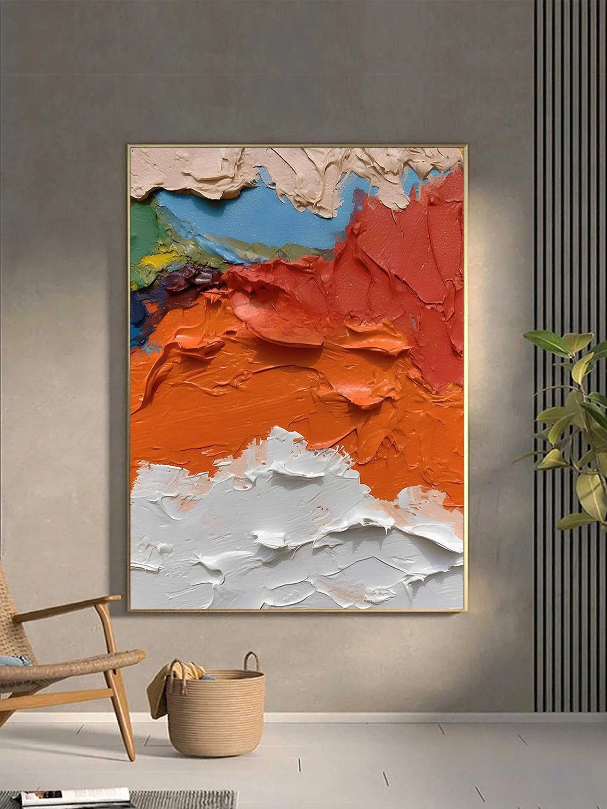 Multicolor Bold Textured Abstract Painting - Vibrant Earthy And Bright Palette Strokes - Artwallpainting