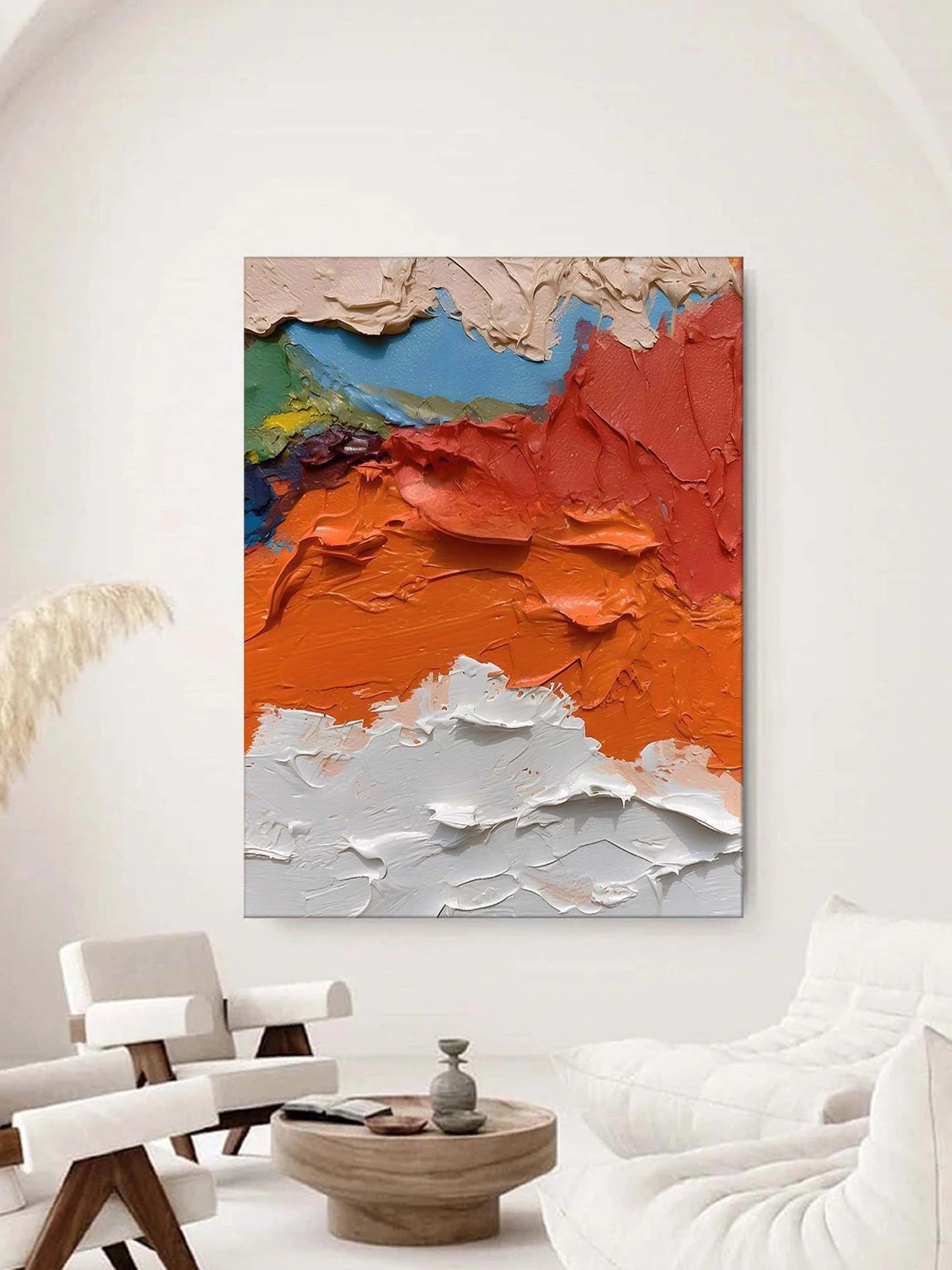 Multicolor Bold Textured Abstract Painting - Vibrant Earthy And Bright Palette Strokes - Artwallpainting