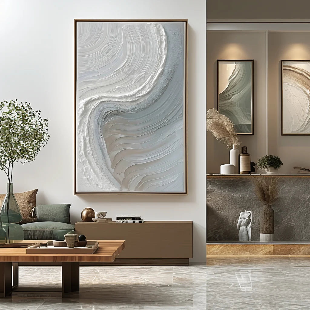 Multicolor Calm Horizons Neutral Abstract Wall Art - Artwallpainting