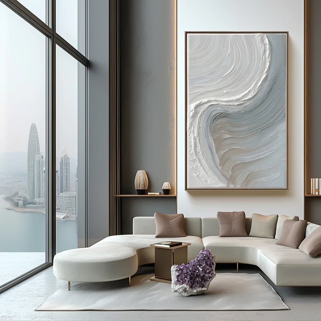 Multicolor Calm Horizons Neutral Abstract Wall Art - Artwallpainting