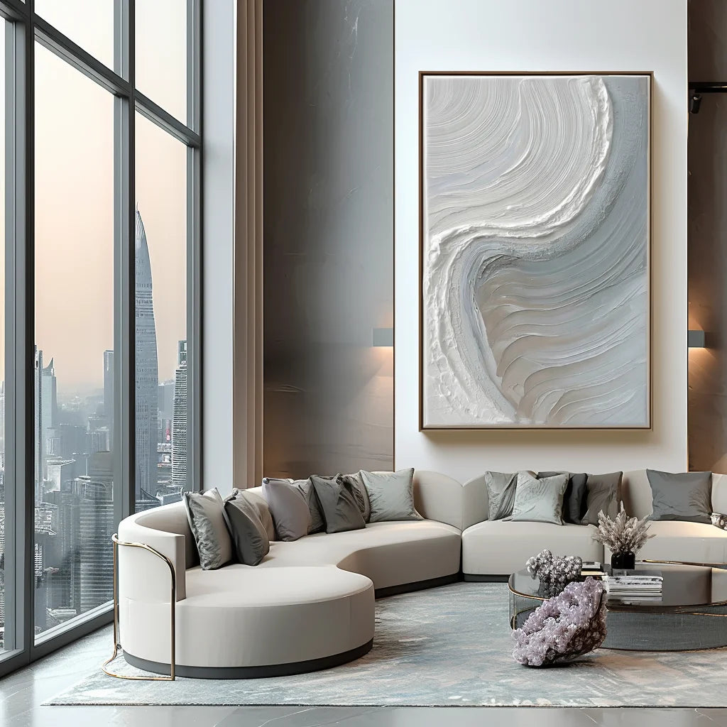 Multicolor Calm Horizons Neutral Abstract Wall Art - Artwallpainting