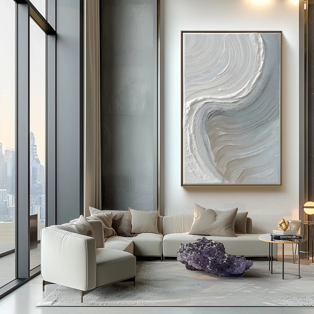 Multicolor Calm Horizons Neutral Abstract Wall Art - Artwallpainting