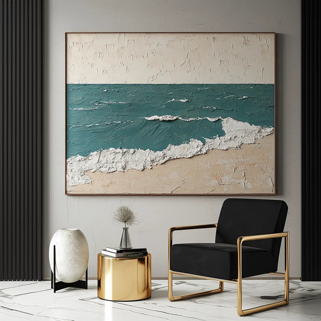 Multicolor Calm Shores Seascape Textured Painting - Artwallpainting