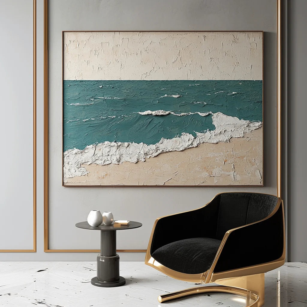 Multicolor Calm Shores Seascape Textured Painting - Artwallpainting