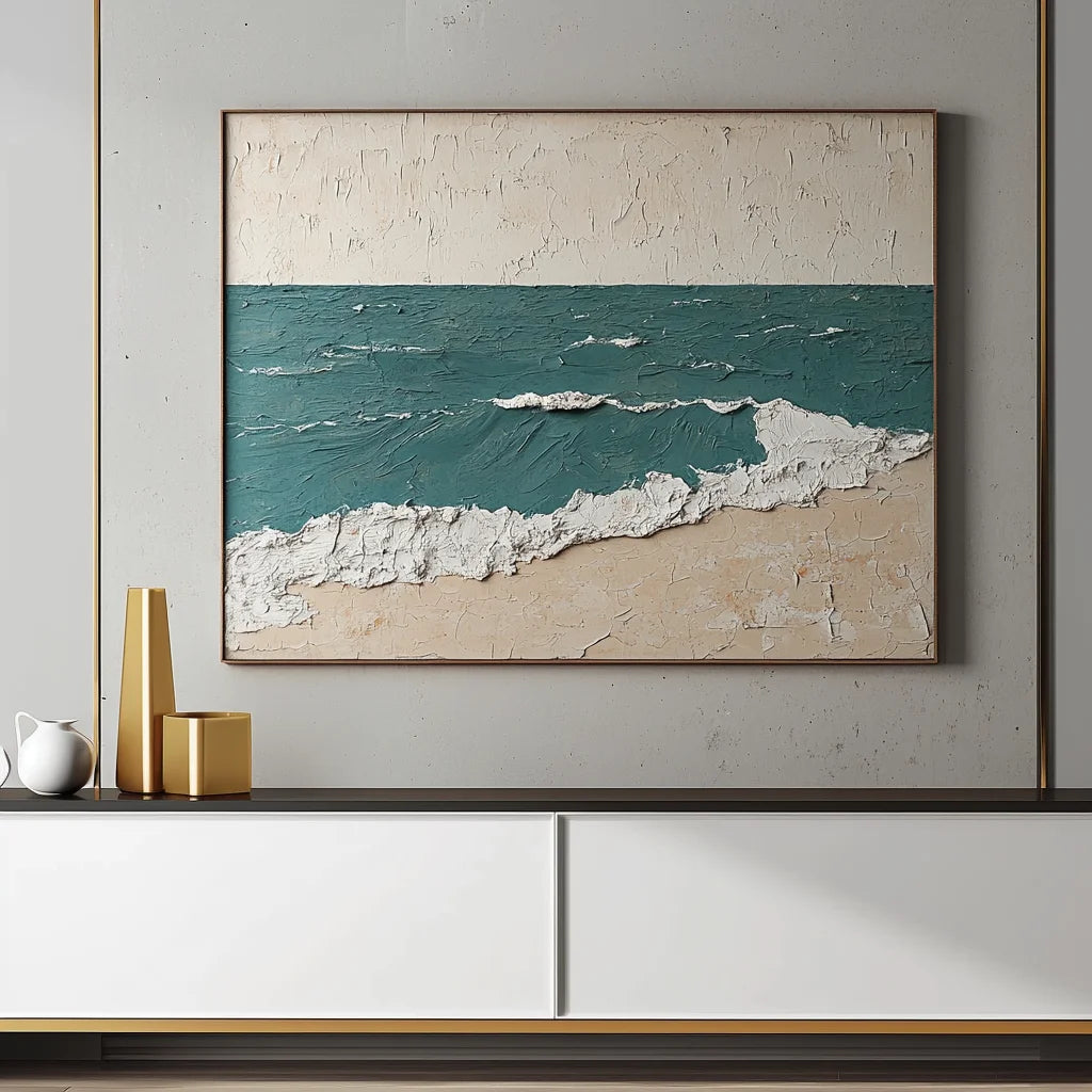 Multicolor Calm Shores Seascape Textured Painting - Artwallpainting