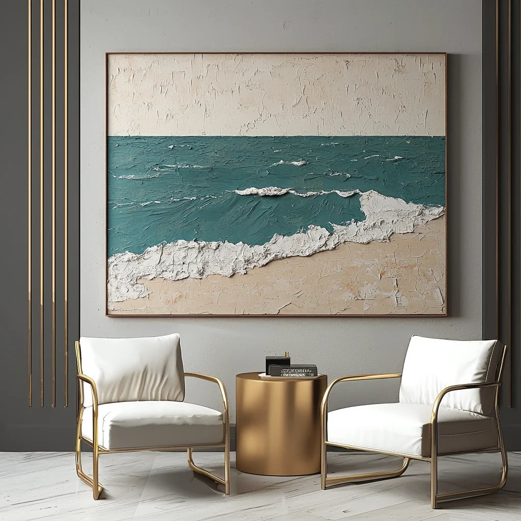 Multicolor Calm Shores Seascape Textured Painting - Artwallpainting