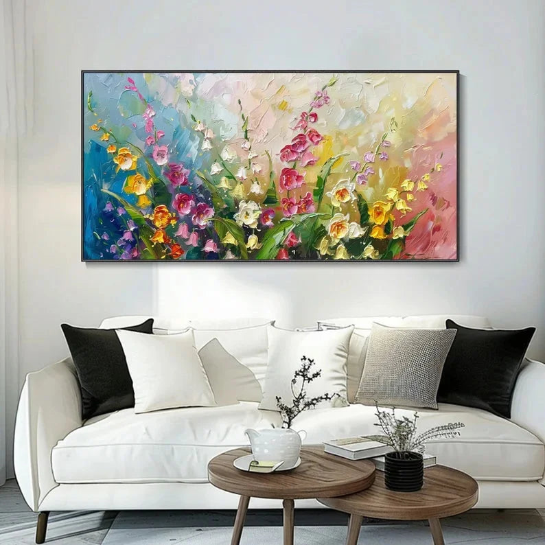 Multicolor Canvas Wall Art Textured Painting - Artwallpainting