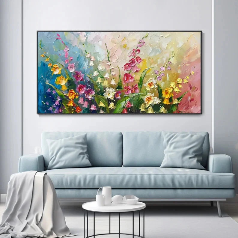 Multicolor Canvas Wall Art Textured Painting - Artwallpainting