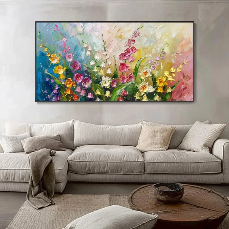 Multicolor Canvas Wall Art Textured Painting - Artwallpainting