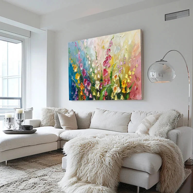 Multicolor Canvas Wall Art Textured Painting - Artwallpainting