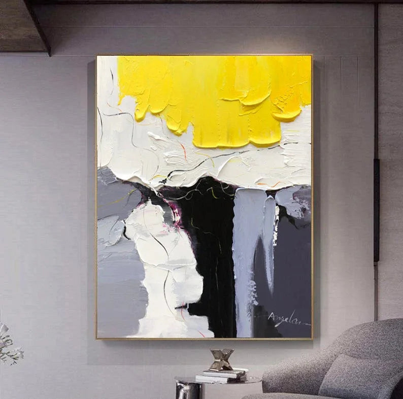 Multicolor Cascade Abstract Art Canvas Painting For Home Decoration - Artwallpainting