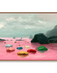 Multicolor Chromatic Drift Abstract Seascape With Vibrant Rock Formations - Artwallpainting
