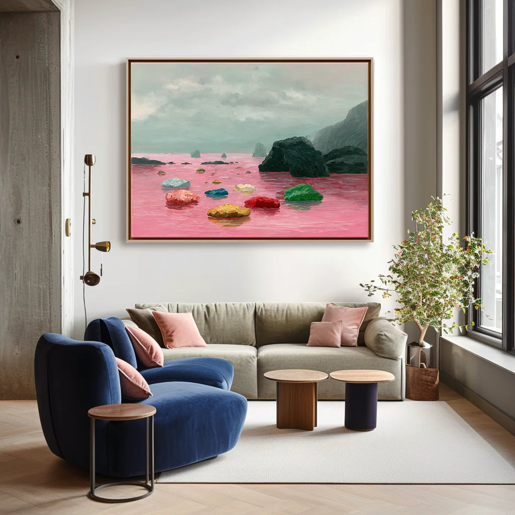Multicolor Chromatic Drift Abstract Seascape With Vibrant Rock Formations - Artwallpainting