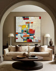 Multicolor Chromatic Mosaic - Hand-Painted Colorful Abstract Textured Oil Painting - Artwallpainting