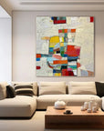 Multicolor Chromatic Mosaic - Hand-Painted Colorful Abstract Textured Oil Painting - Artwallpainting