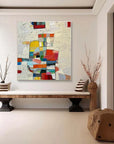 Multicolor Chromatic Mosaic - Hand-Painted Colorful Abstract Textured Oil Painting - Artwallpainting