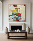 Multicolor Chromatic Mosaic - Hand-Painted Colorful Abstract Textured Oil Painting - Artwallpainting