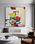 Multicolor Chromatic Mosaic - Hand-Painted Colorful Abstract Textured Oil Painting - Artwallpainting
