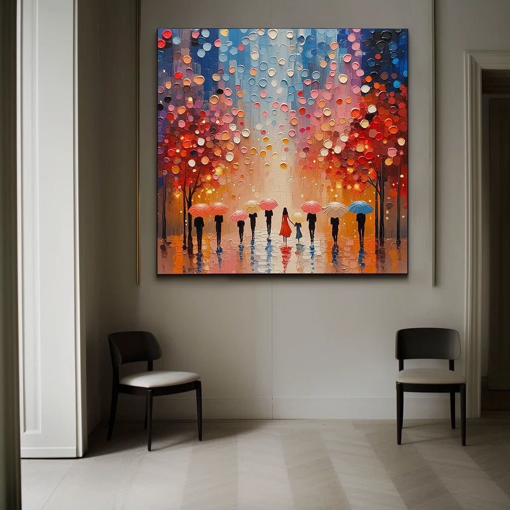 Multicolor City Of Umbrellas Canvas Painting For Home Decoration - Artwallpainting